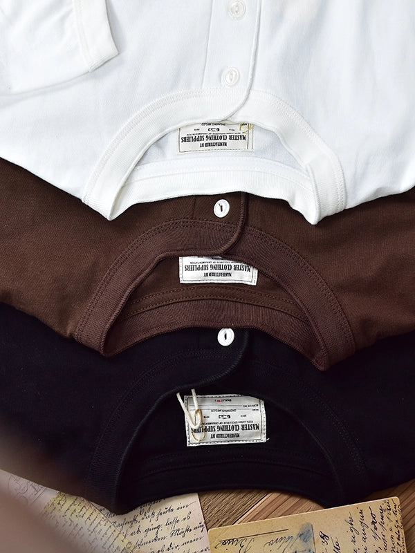 PrintAce Vintage Henry Neck Button Shirt TEE