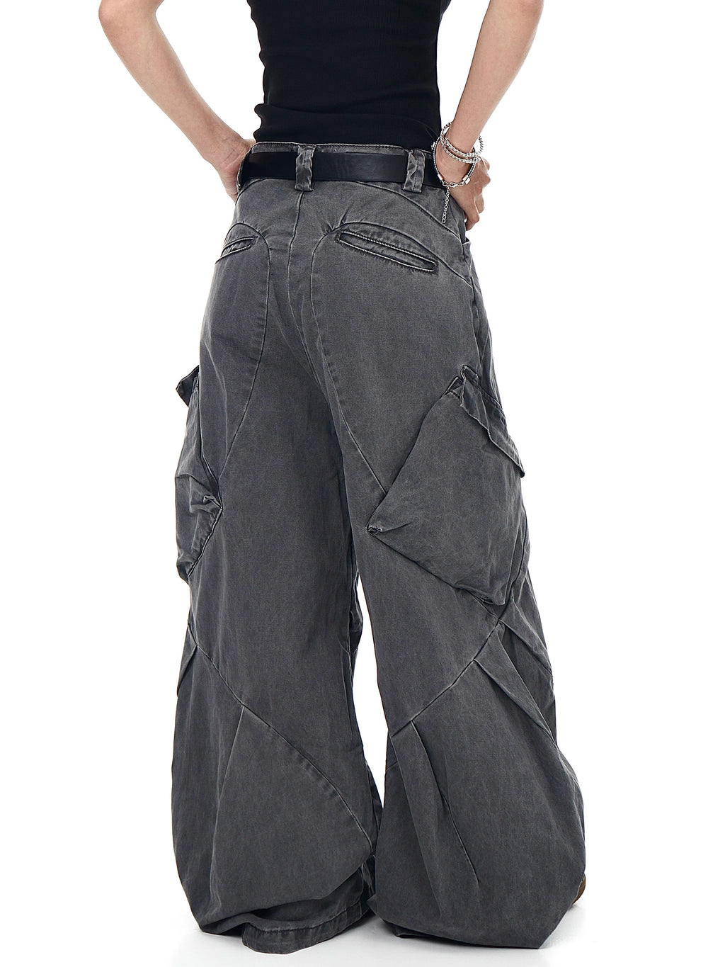 BLACKLISTS Old Deconstructed Multi-pocket Tooling Scimitar Wide-leg Pants