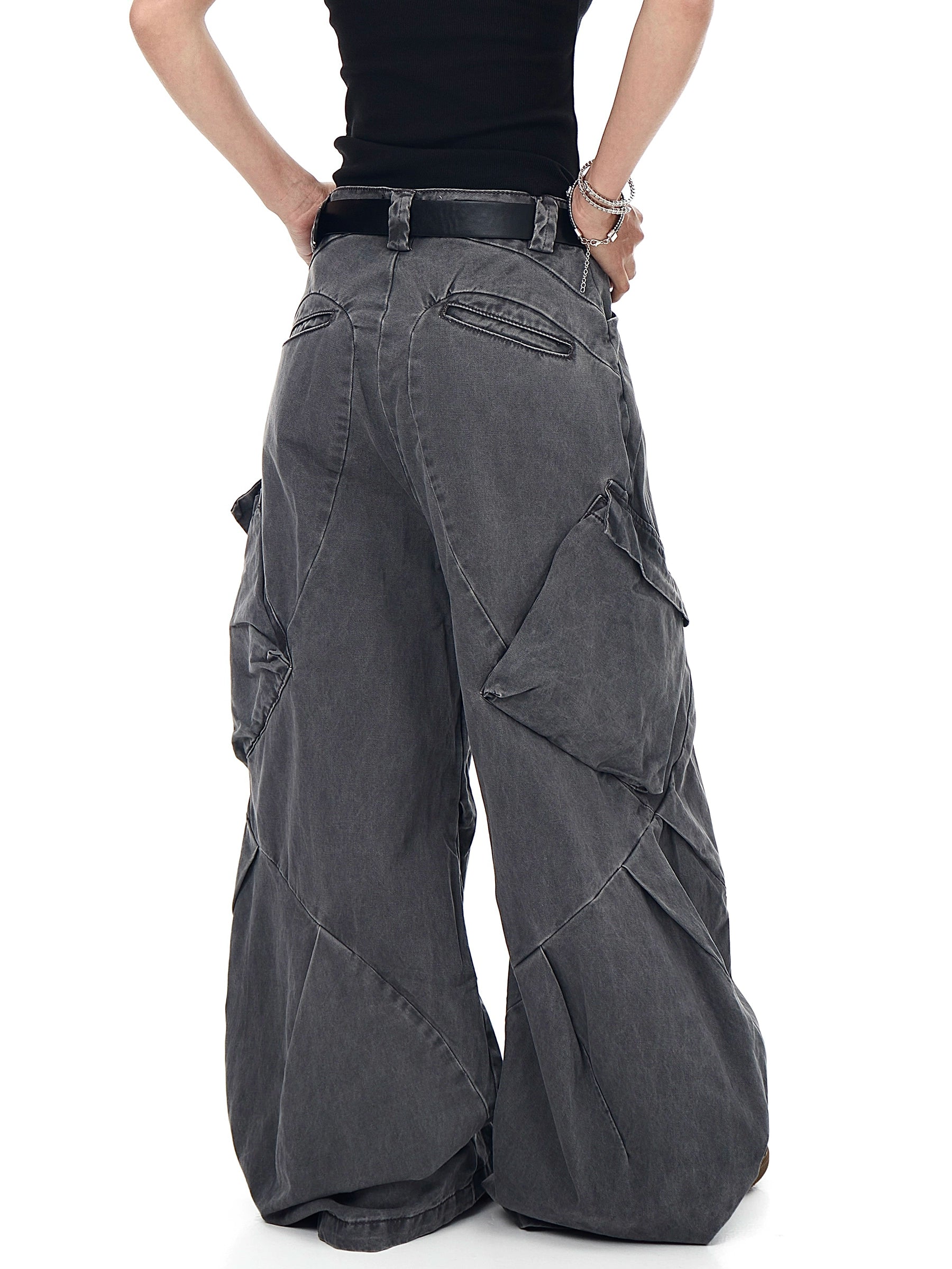 BLACKLISTS Old Deconstructed Multi-pocket Tooling Scimitar Wide-leg Pants