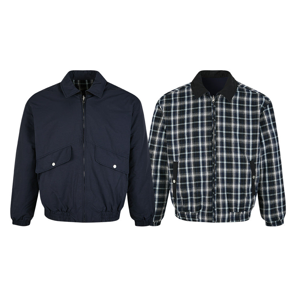 EME Vintage Double Sided Plaid Lapel Jacket