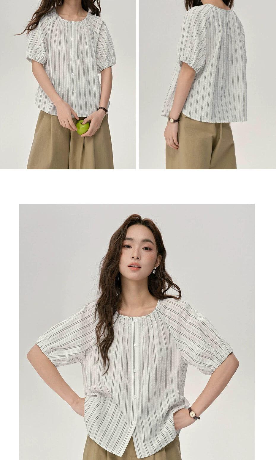 Giordano Loose Round Neck Seersucker Tee