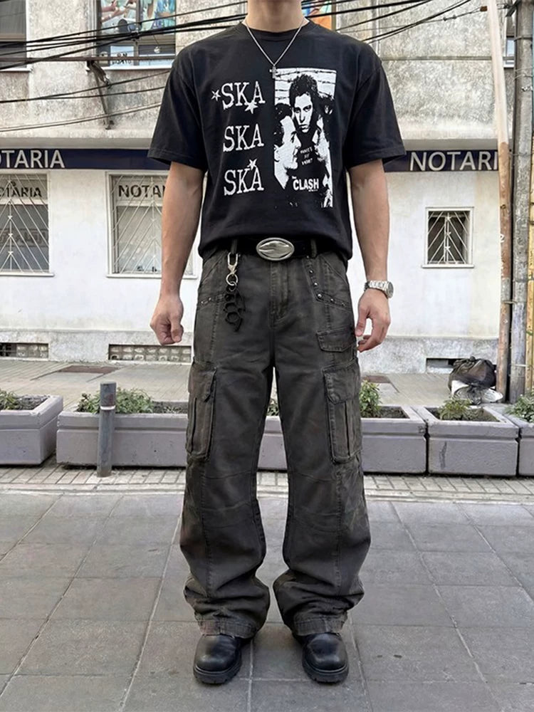 EME Vintage Multi-Pocket Loose Overalls
