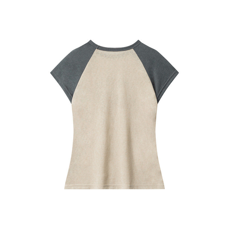 Nariele Letter Print Short Sleeve Crew Neck Casual Tee