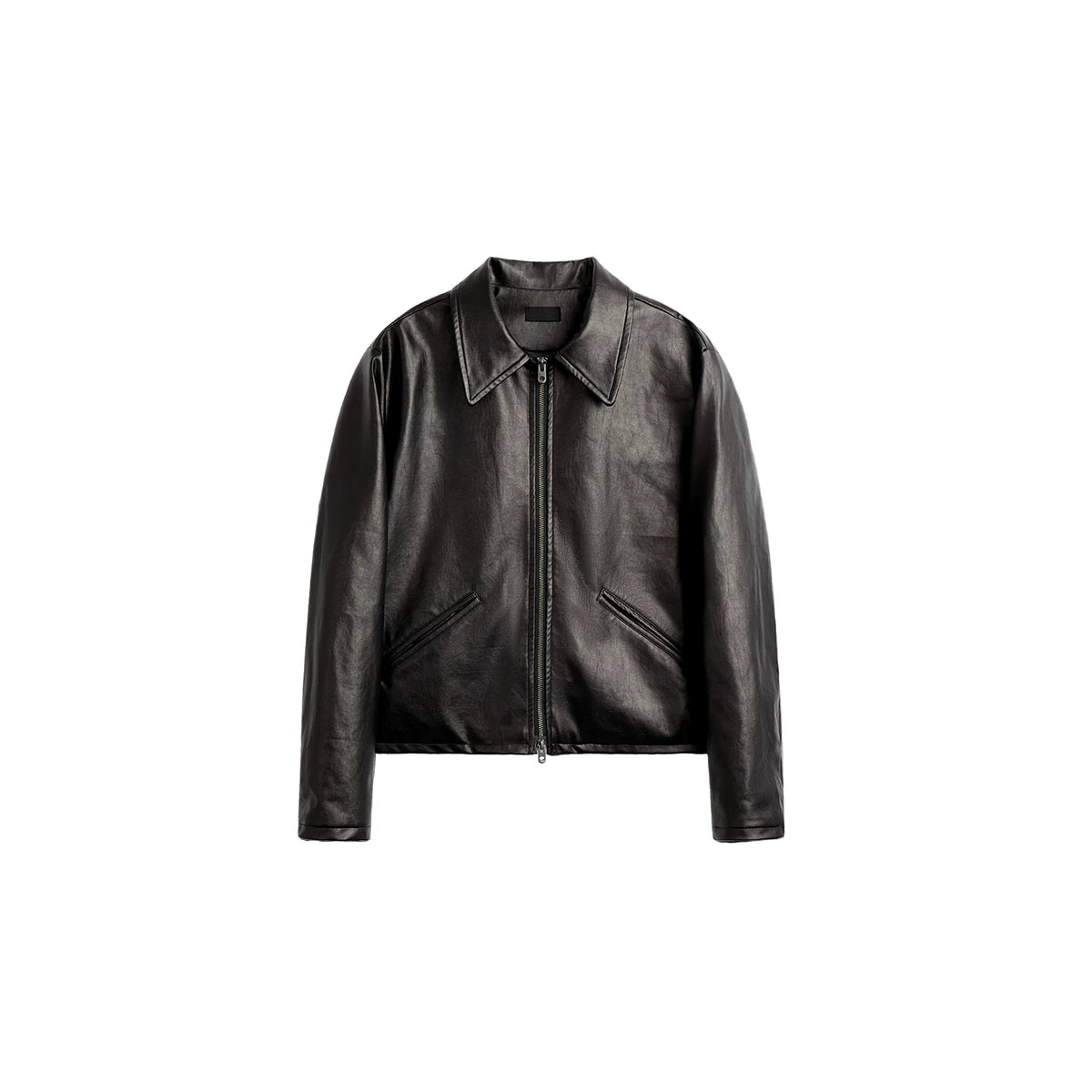 [PLUS NO LOGO] 25AW Lapel washable leather jacket