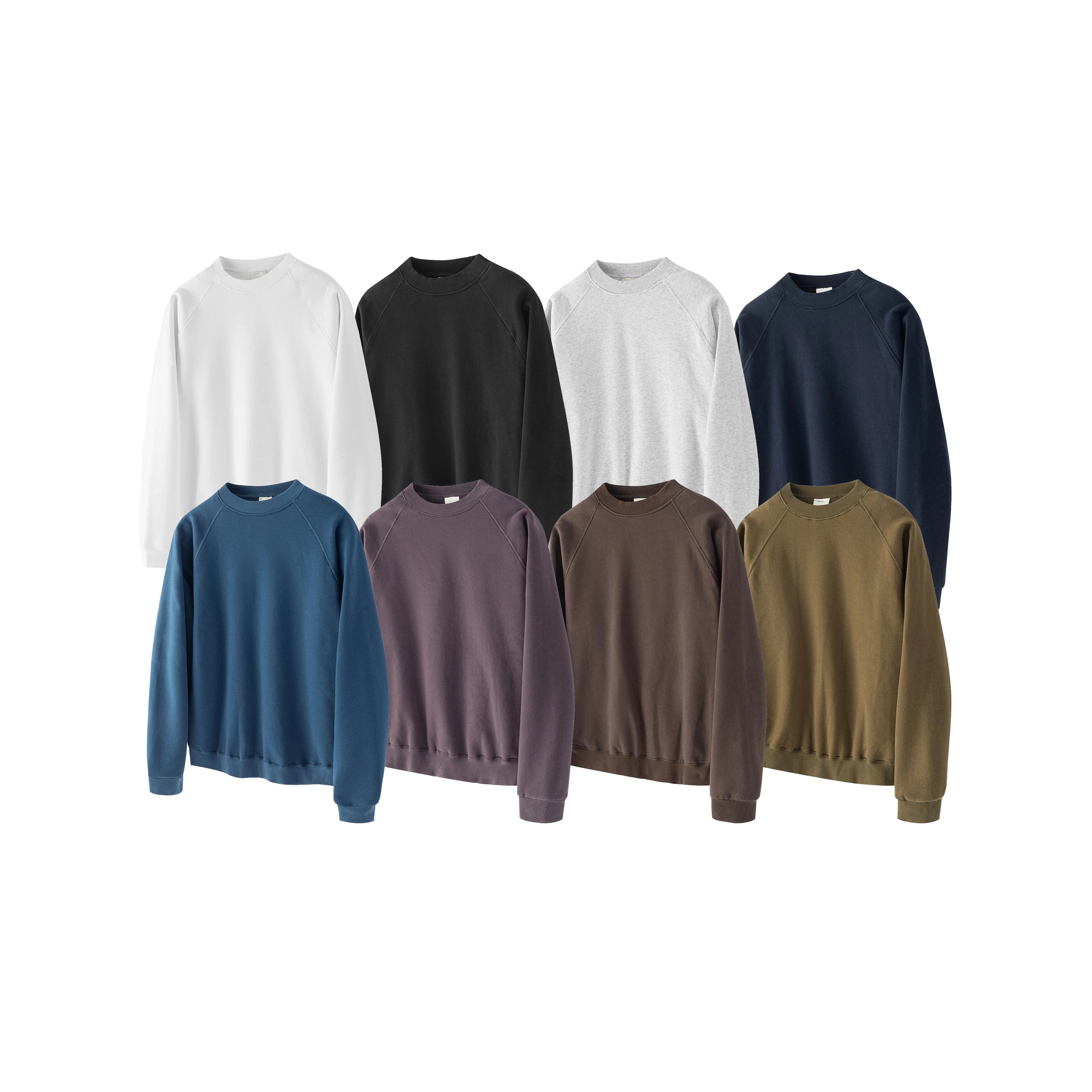 Anniehall Fleece Warm Vintage Rough Sleeve Crew Neck Sweater