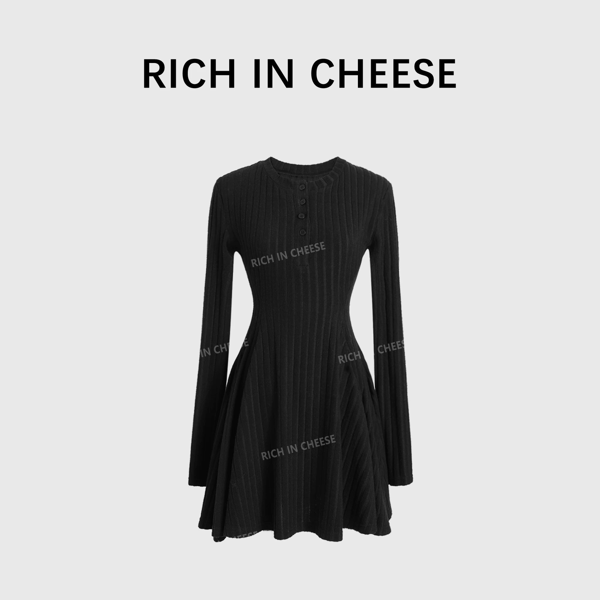 RICH IN CHEESE  Knitted Waist Dress