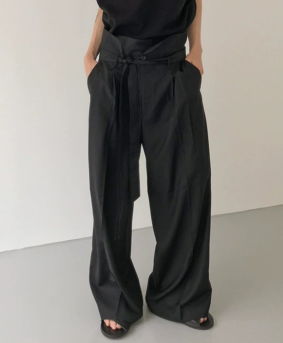 COLN High-waisted Lace-up Loose Trousers