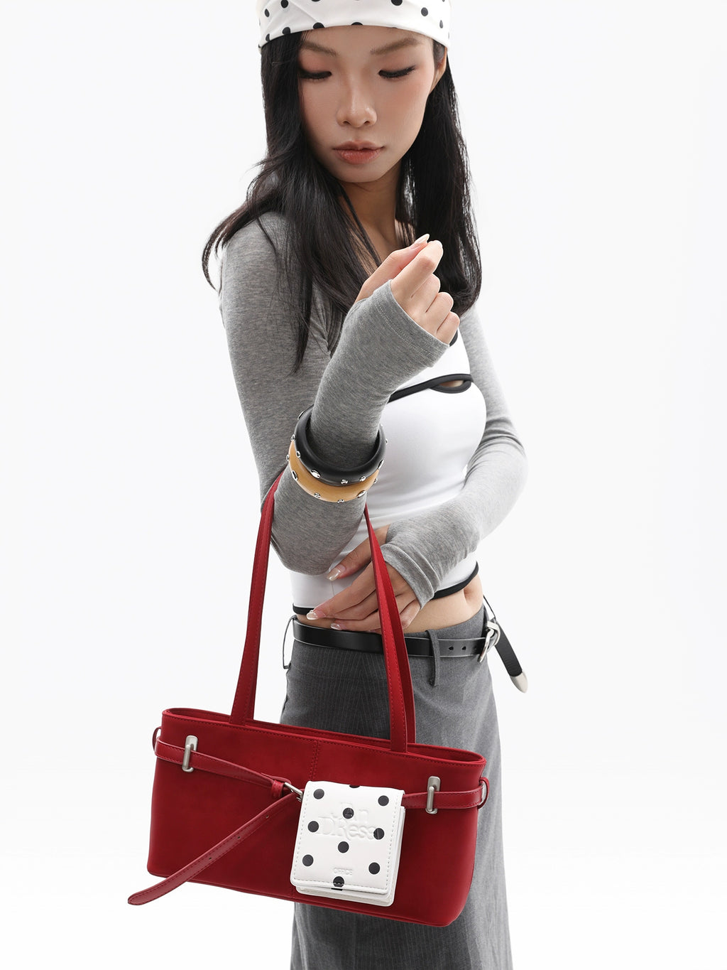 JANDRESS Vintage Belt Trim Shoulder Underarm Bag