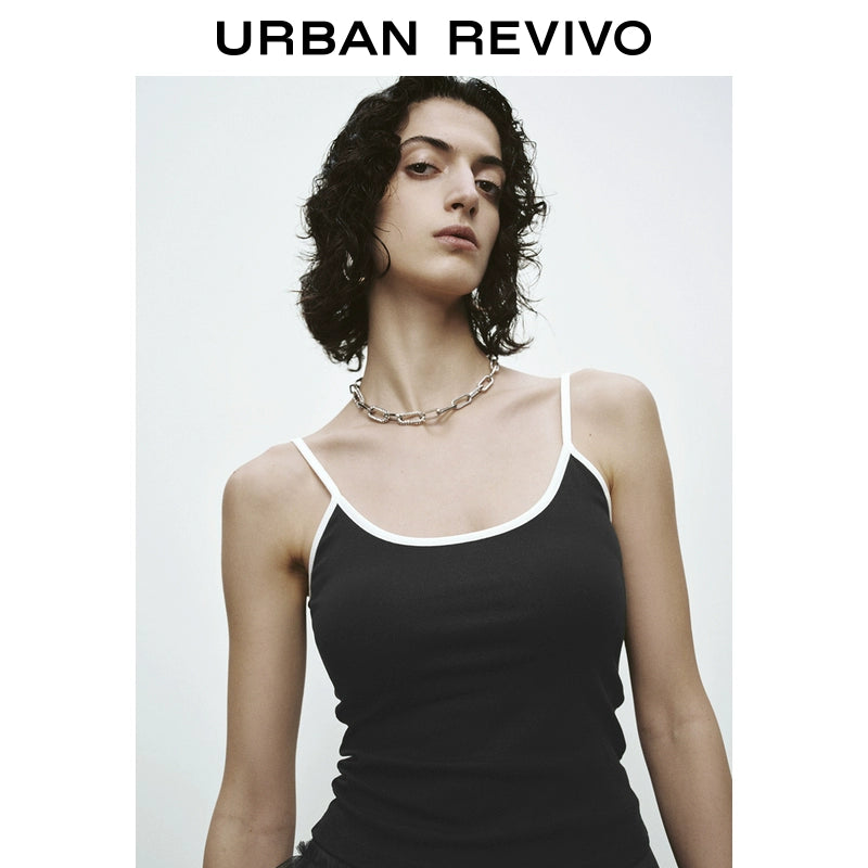 URBAN REVIVO Contrasting Splicing Slim Skinny Vest