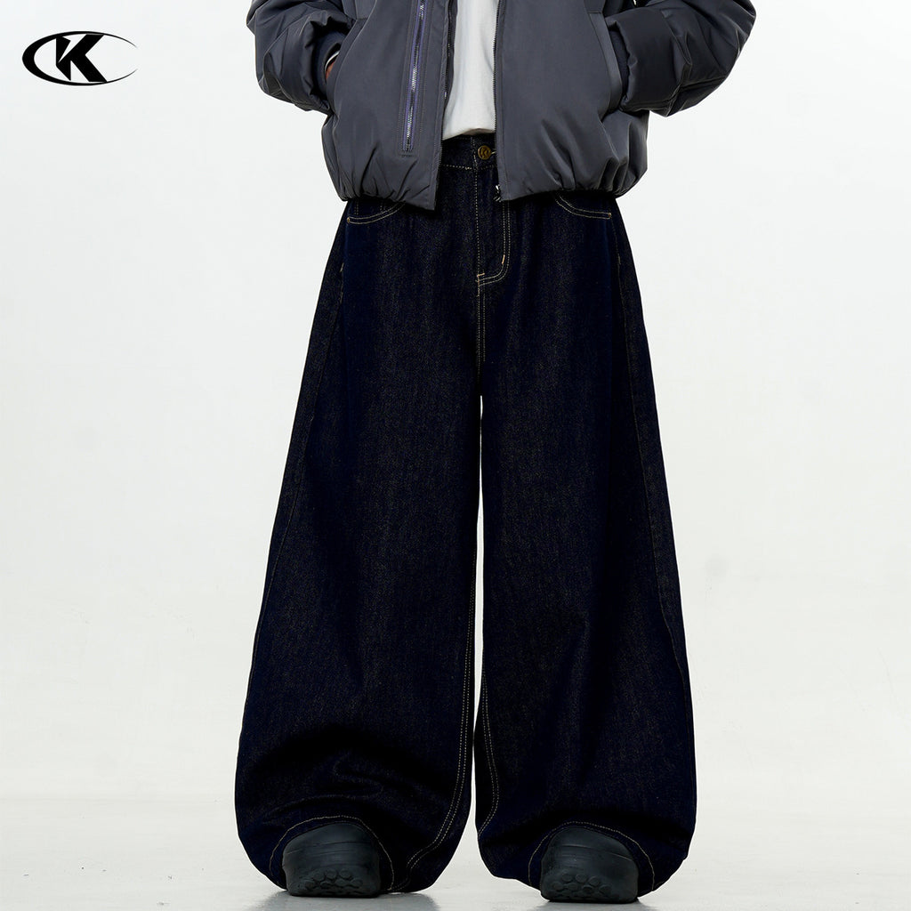 11KN Cleanfit Retro Dark Blue Loose Straight Casual Jeans