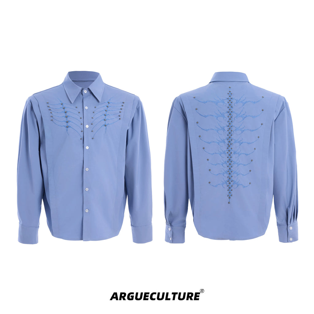 ArguECulturE Niche Embroidered Riveted Long-sleeved Shirt