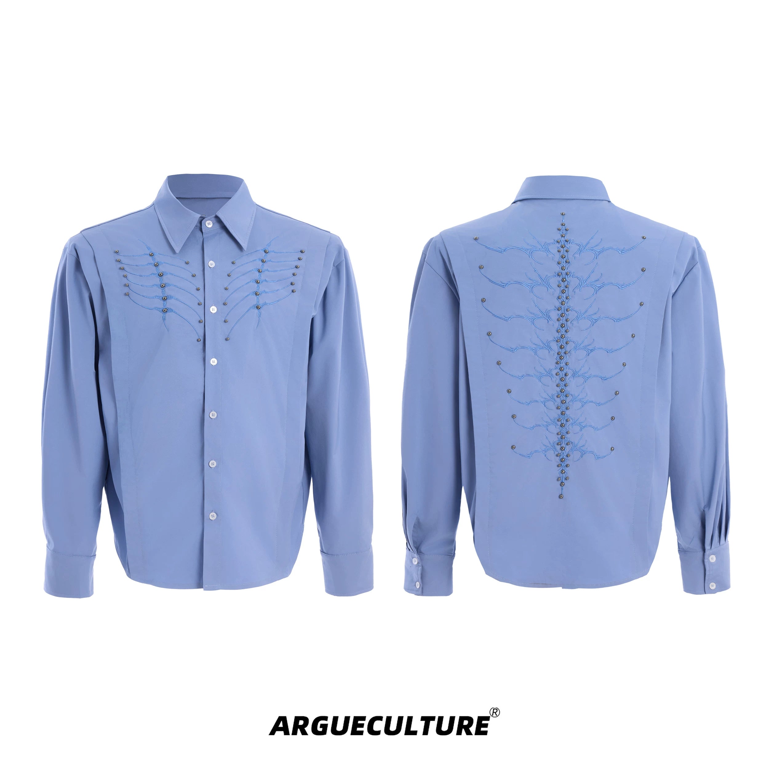 ArguECulturE Niche Embroidered Riveted Long-sleeved Shirt