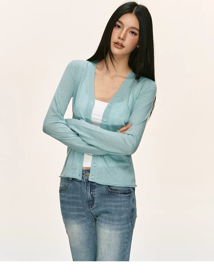 Anna Aneae V-neck Slim-fit Slim-fit Knitted Cardigan