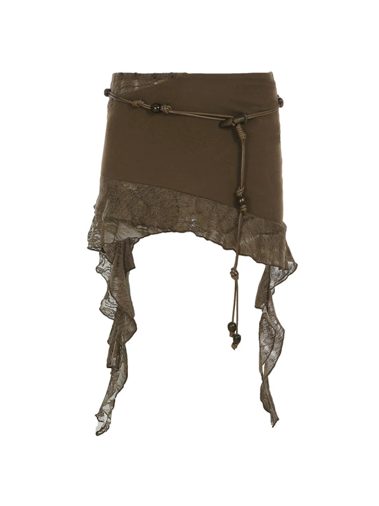 FUNOFF Vintage Irregular Gauze Skirt