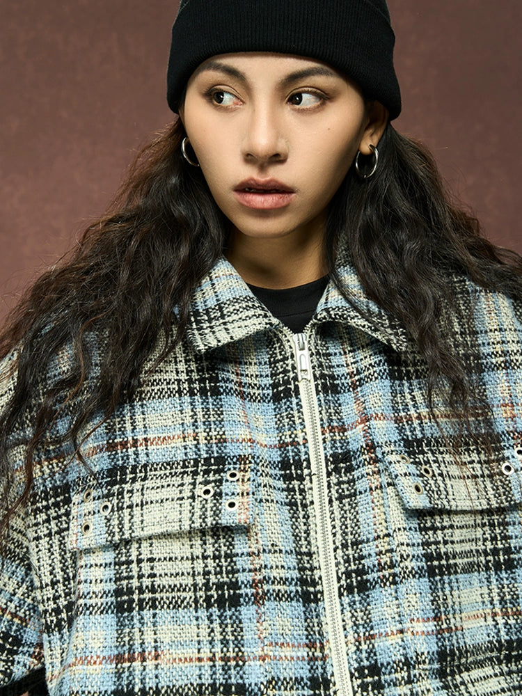 YADcrew Plaid Shirt Jacket