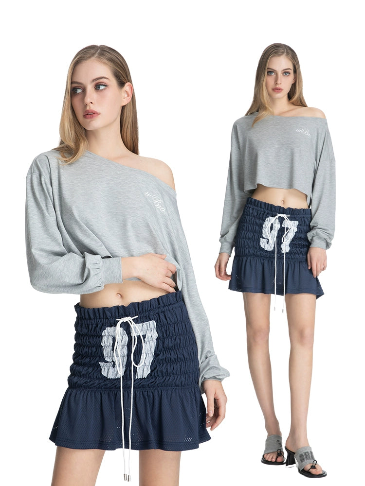 ABMY Pleated Print Neck Tube Top Sling