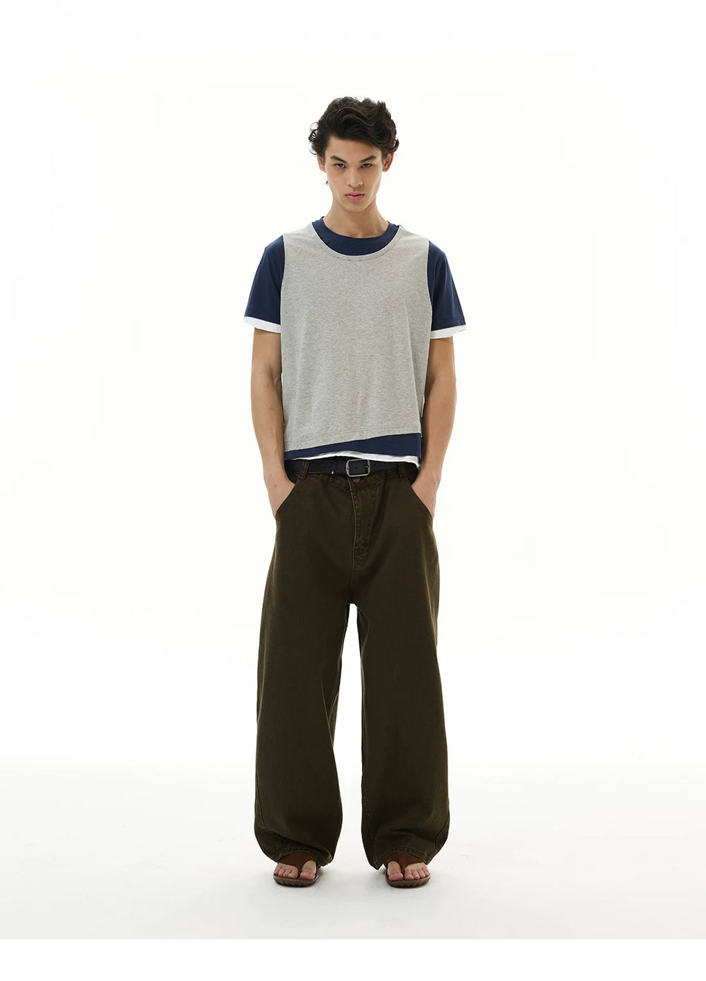 WLNEXT Retro Sports Fake Two Casual Tee