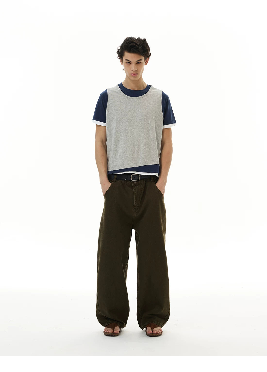 WLNEXT Retro Sports Fake Two Casual Tee