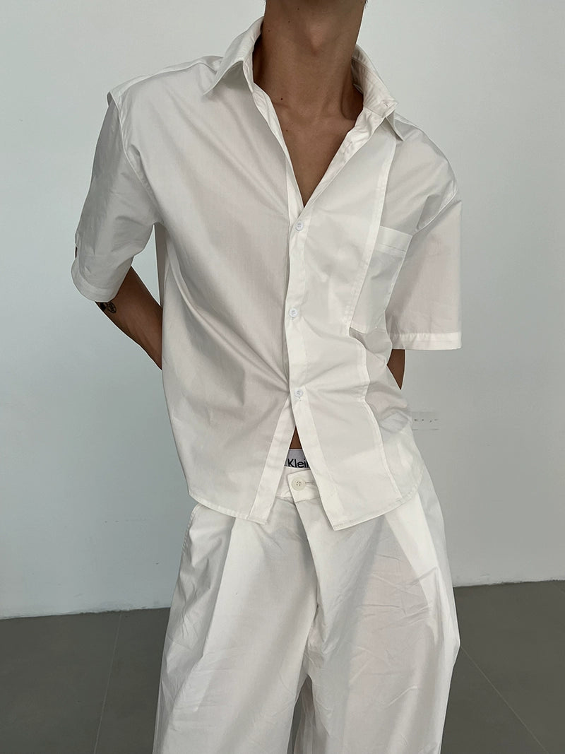 COLN Fashion Versatile Placket Short-sleeved Shirt