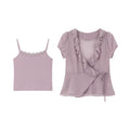 KANO Ruffle Edge Oblique Strap Lace Fashion Suit