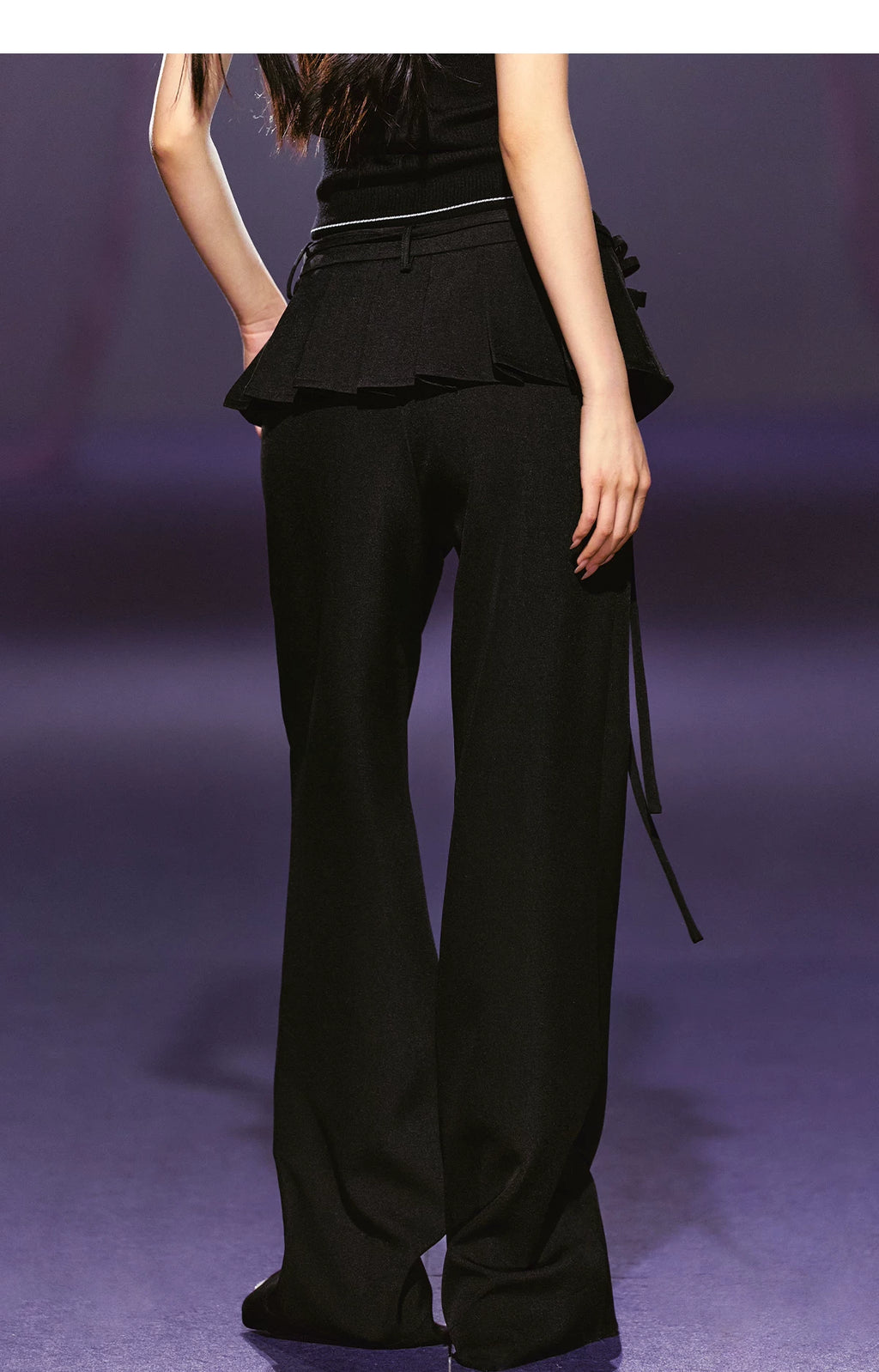 AGAM Fake Two-piece Pleated Straight Trousers