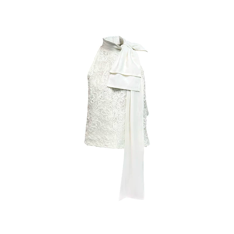 J TheChosen Three-dimensional Embroidered Lace Streamer Bow Vest