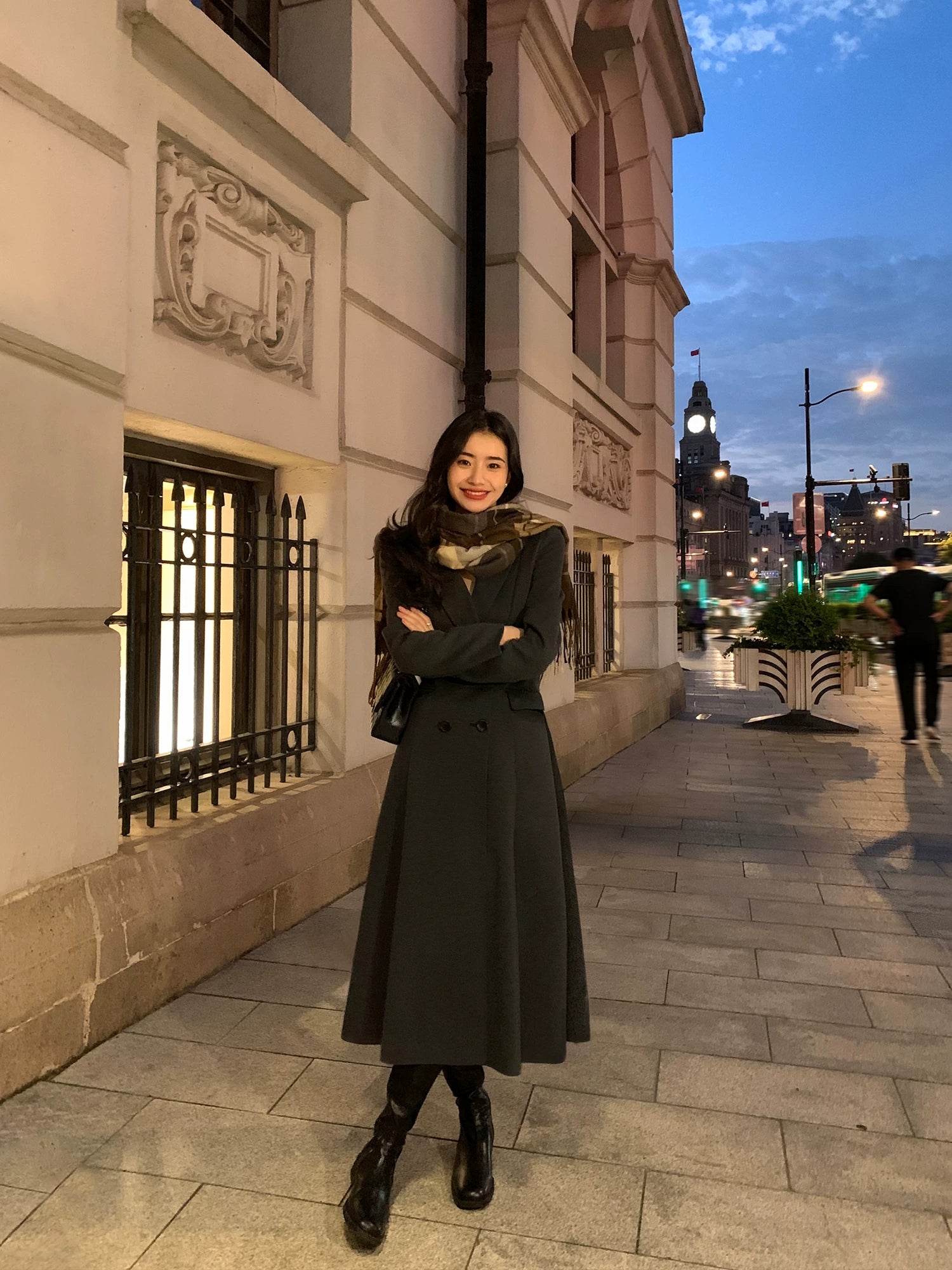 Pusumede High-end Waist and Thin Long Temperament Coat