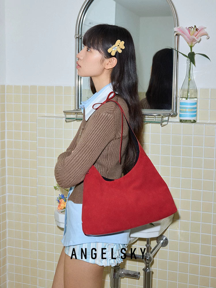 ANGELSKY Simple Bow Design Feeling Armpit Bag