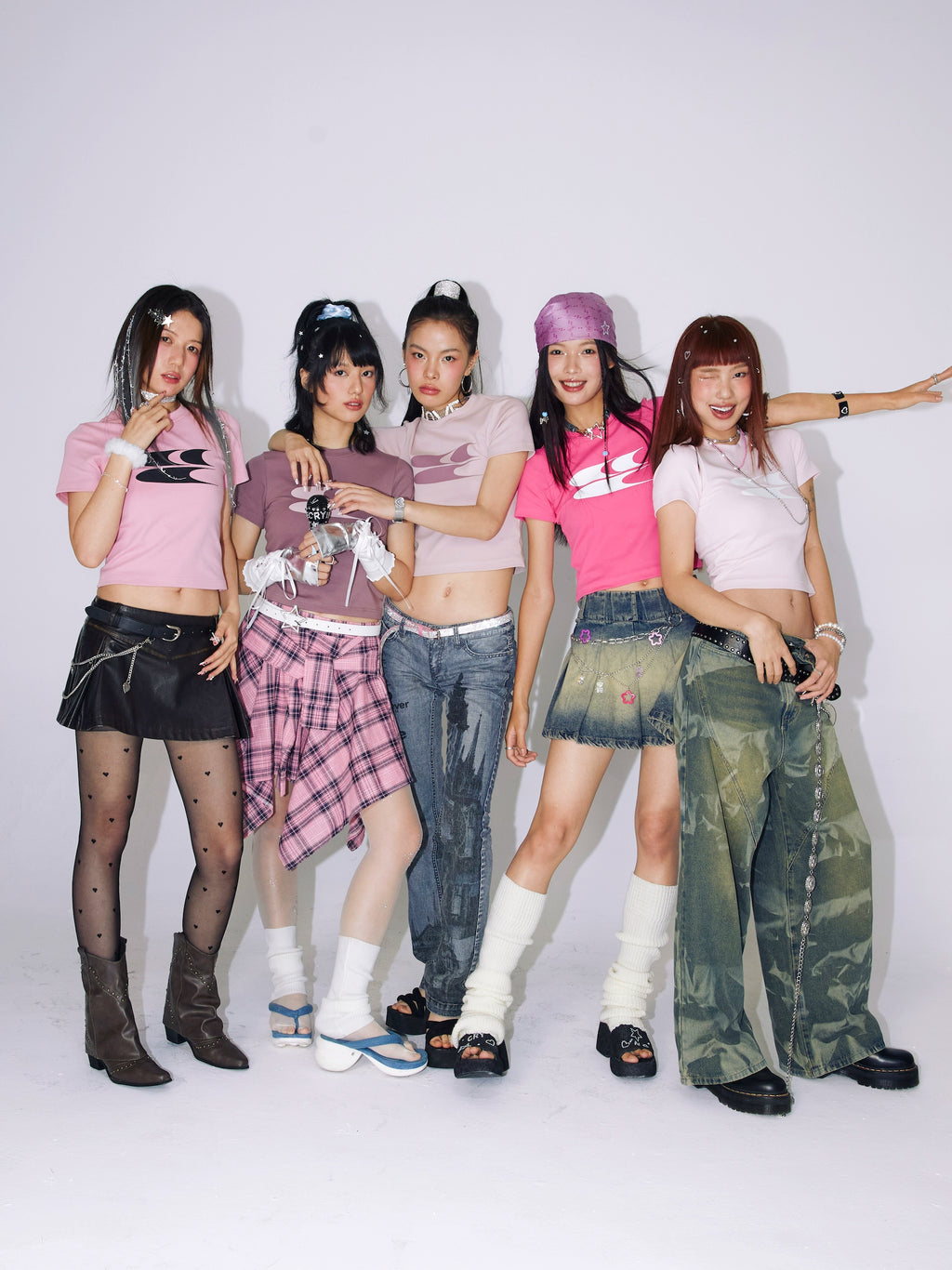 CryingCenter Y2k Millennial Babes Pink American Retro Crew Neck Slim Crop Top