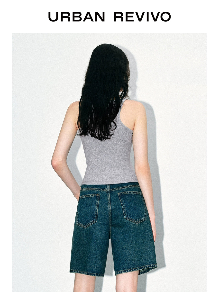 URBAN REVIVO Casual Versatile Slim Square Neck Vest