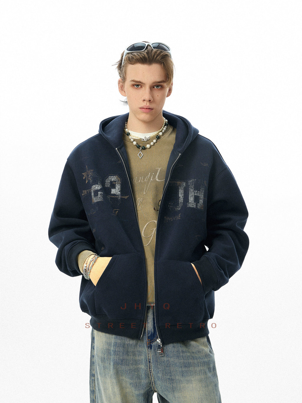 JHYQ Retro Letter Print Hoodie