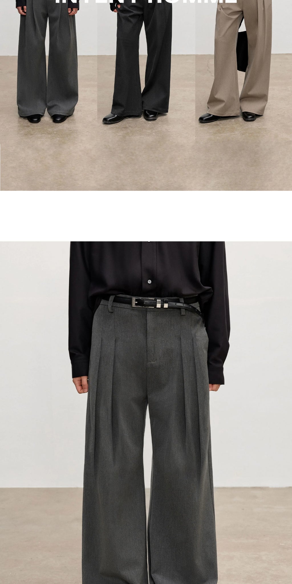 INTENT 4-pleated Straight Loose Wide-leg Trousers