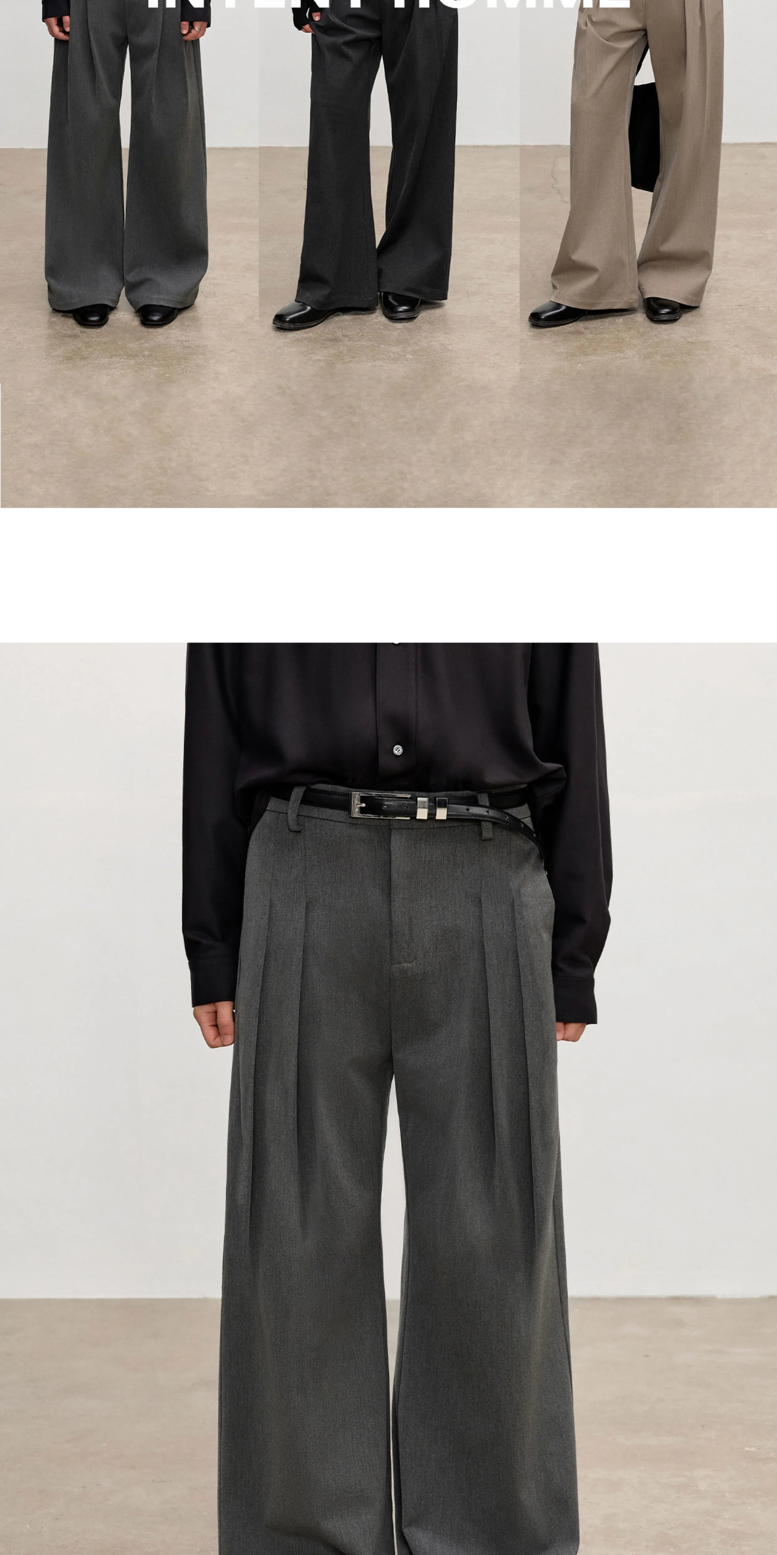 INTENT 4-pleated Straight Loose Wide-leg Trousers