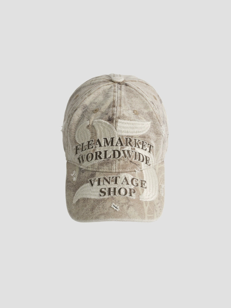 Fleamarket Vintage Washed Heavy Industry Alphabet Embroidered Baseball Cap