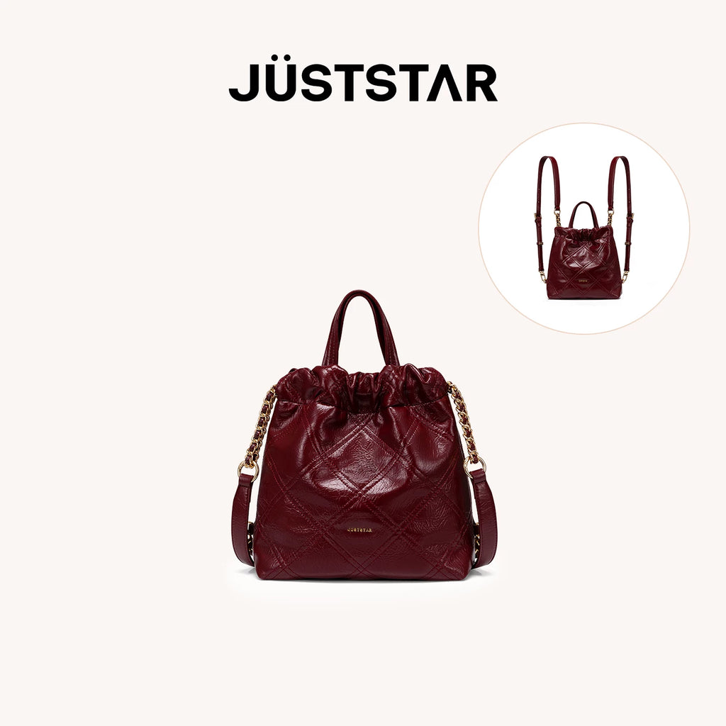 JUST STAR Rhombus Dual-purpose Double Shoulder Large-capacity Tote Bag
