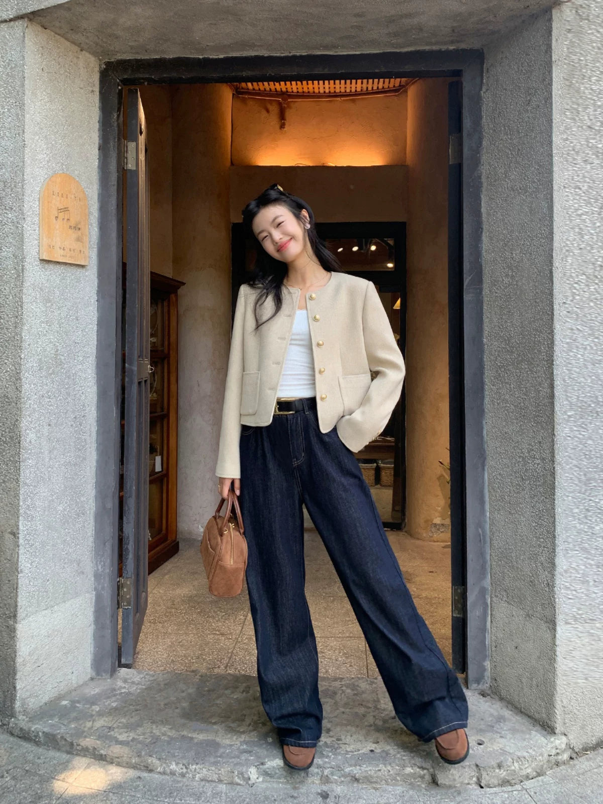 Pusumede Vintage Wide Leg Loose Skinny Straight Jeans