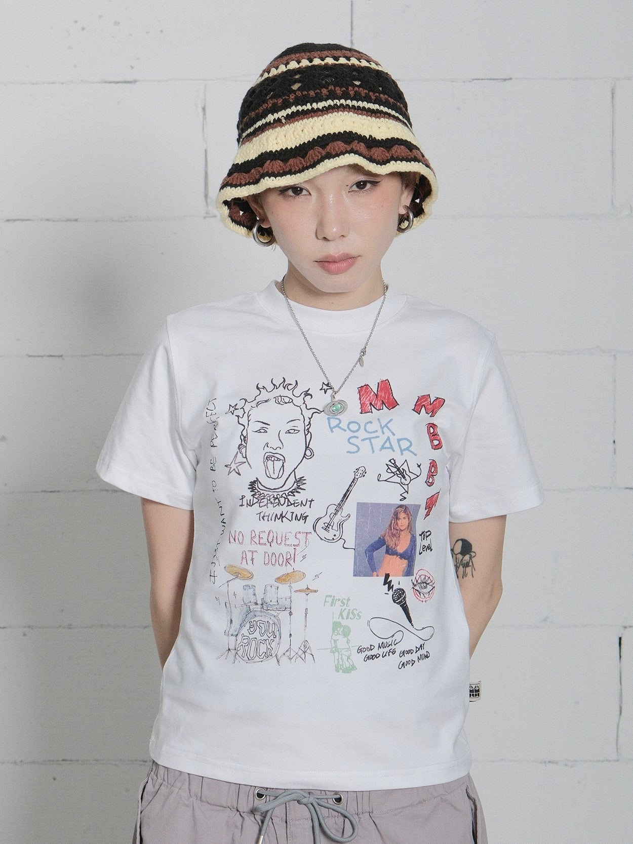 MMBBT Rock Graffiti Print Loose Tee