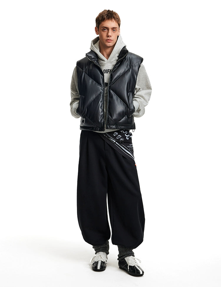 (Clearance) MADWITCH Stand-up Collar PU Leather Jacket Vest