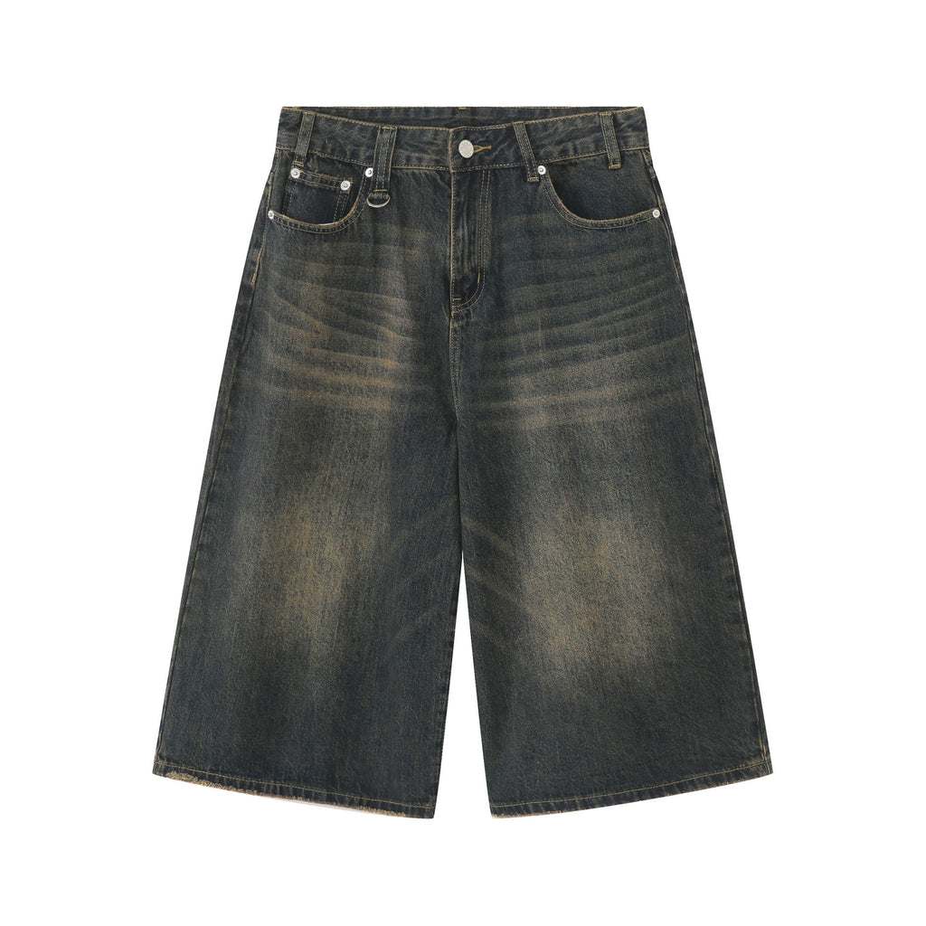 PUBLICRADIO Retro Silhouette Washed Denim Cropped Shorts
