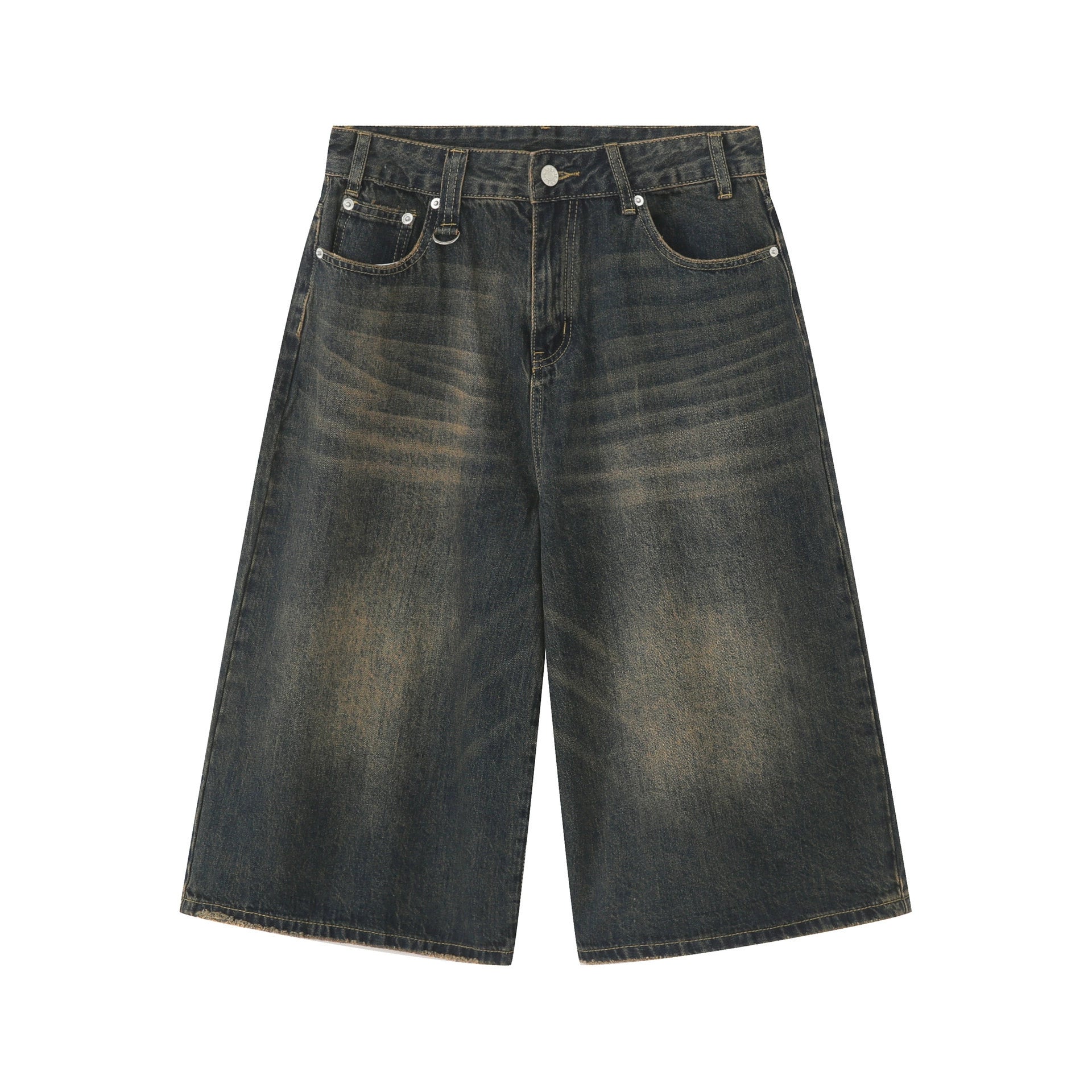 PUBLICRADIO Retro Silhouette Washed Denim Cropped Shorts