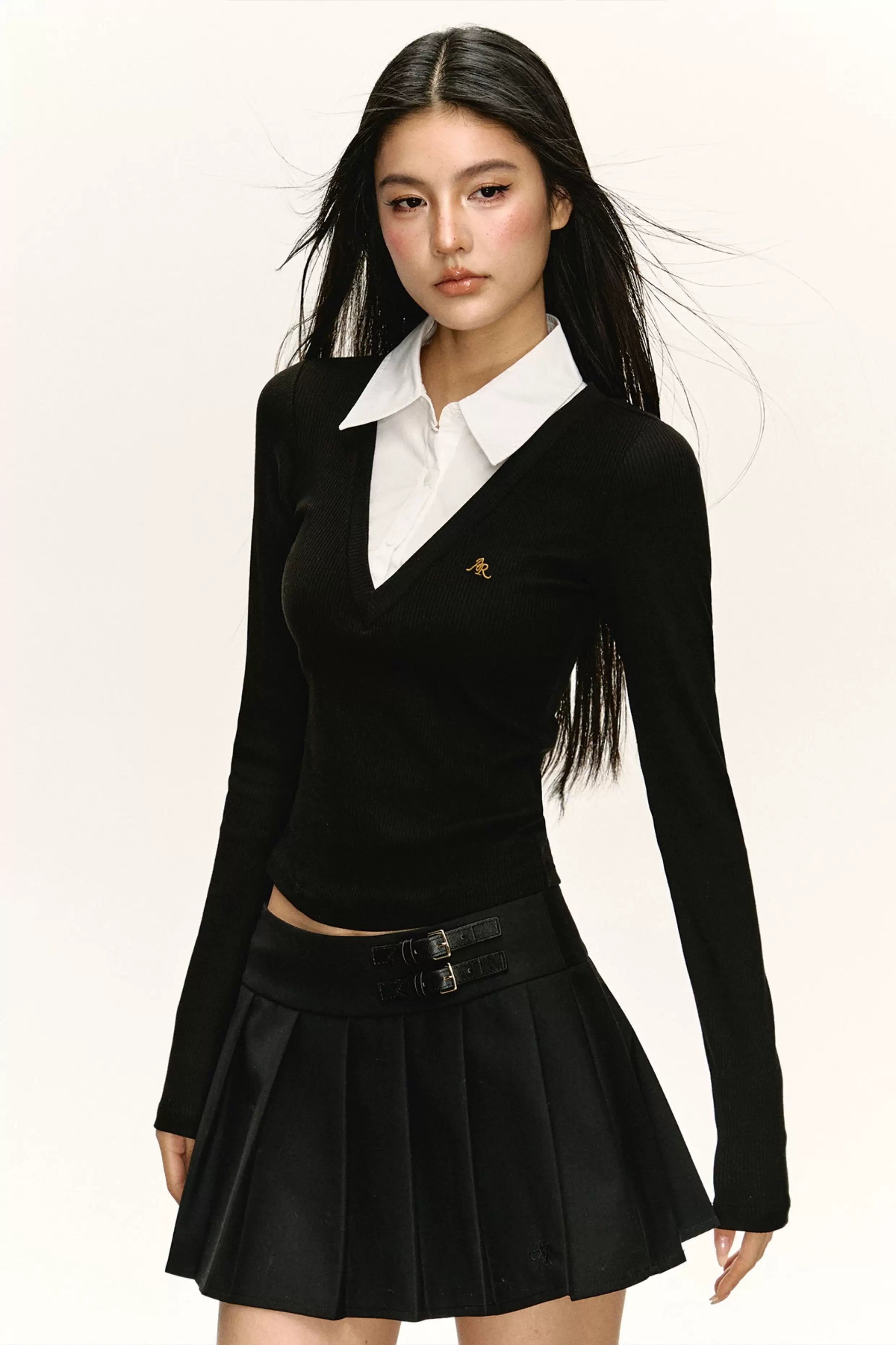Ariseism Vintage Casual Fake Two Long Sleeves