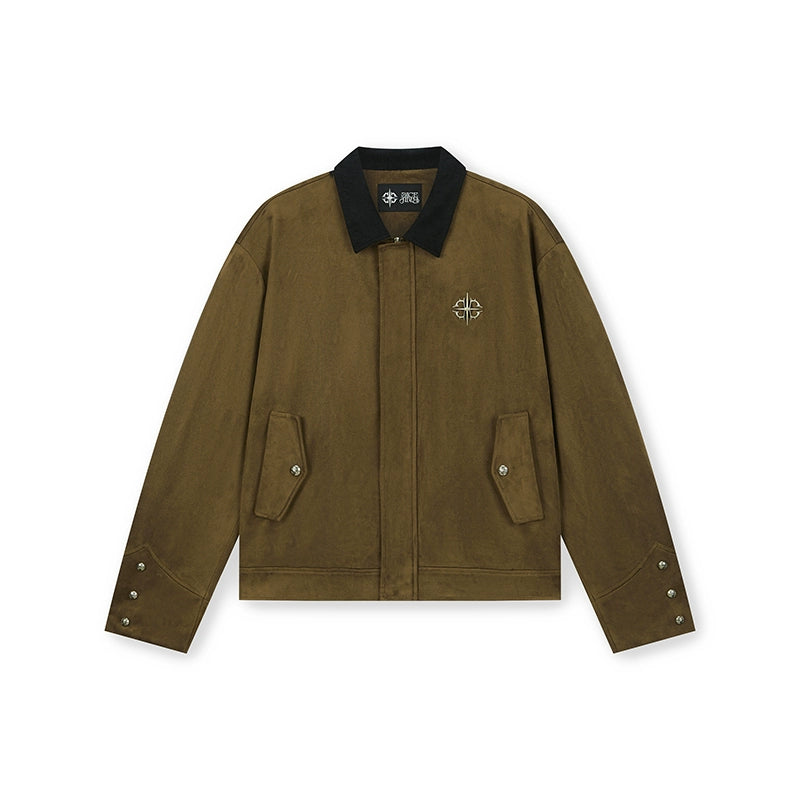 DICETINY Suede Print Vintage Lapel Casual Jacket