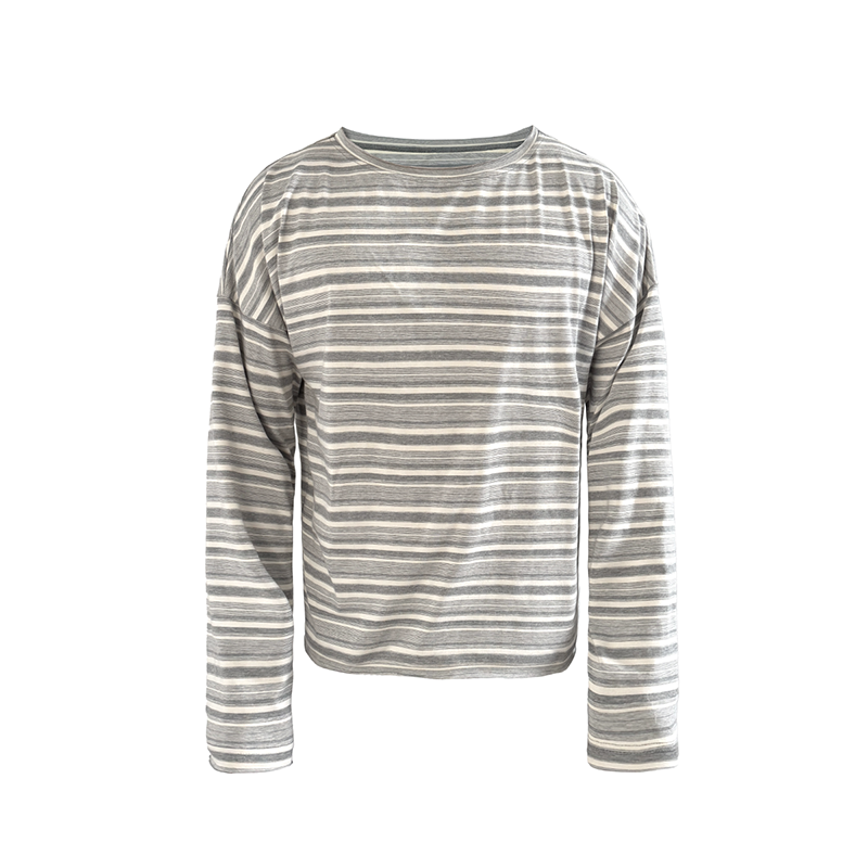 JCAESAR Casual Striped Curled Long Sleeve