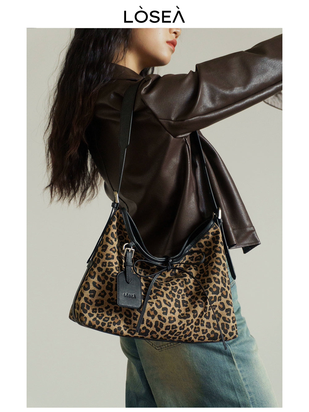 LOSEA Leopard Print Vintage Crossbody Bag