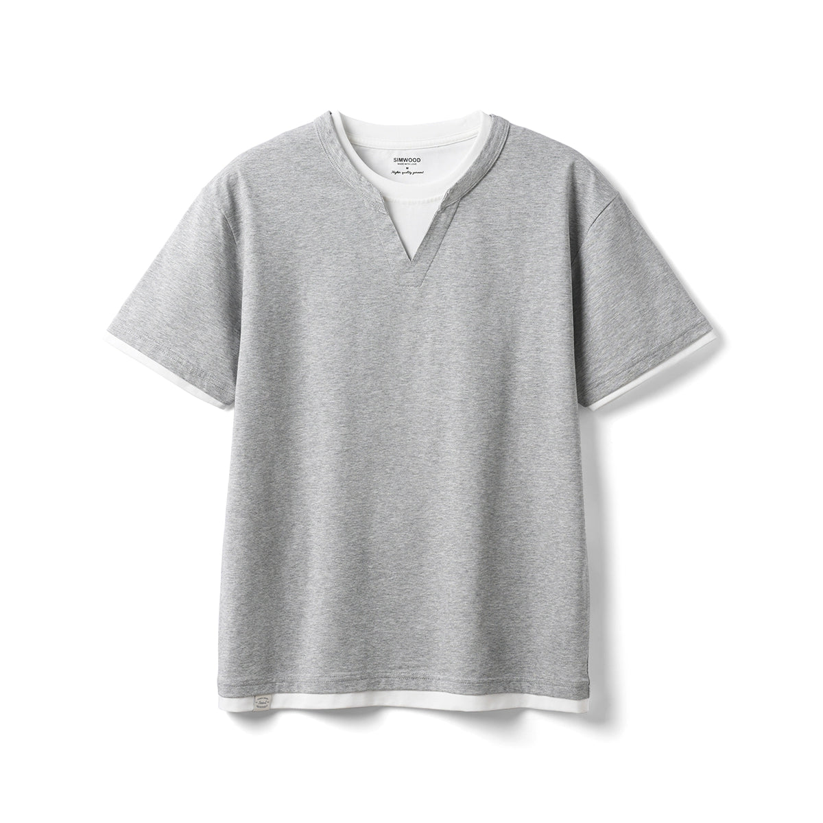 SIMWOOD Cool Fake Two Pieces Casual Loose Tee