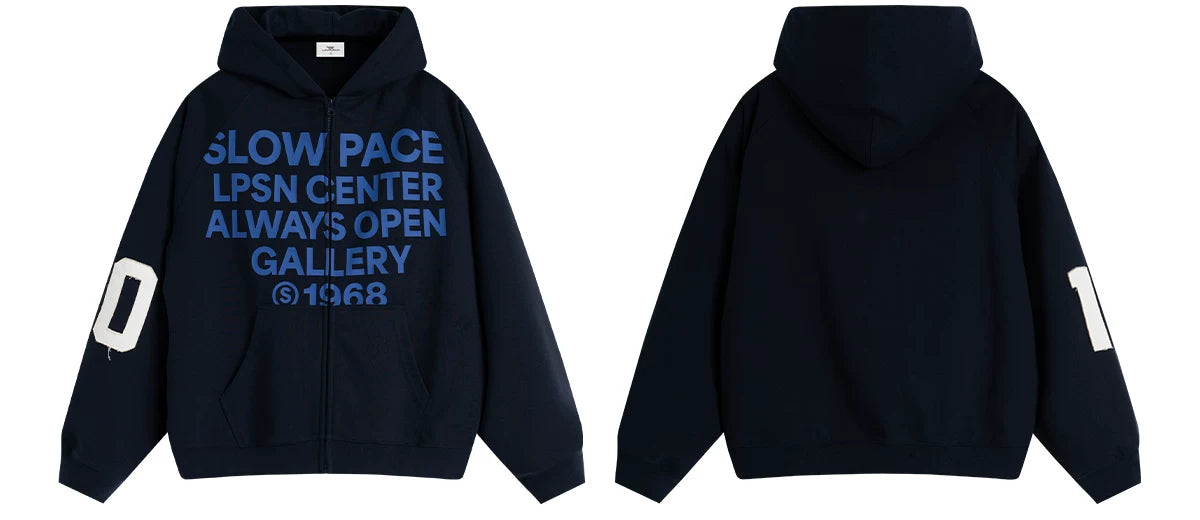 Loopsoon Front Chest Large Letter Print Hooded Sweater Couple