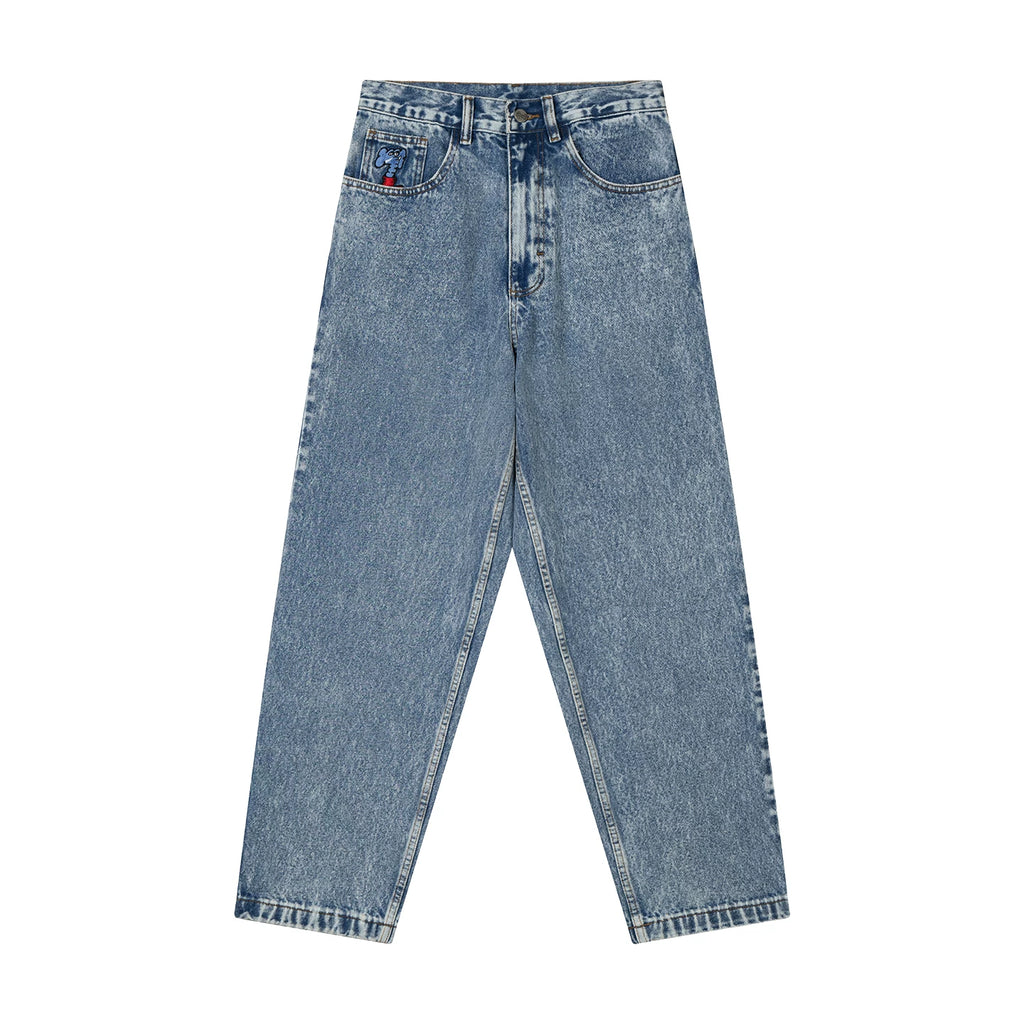 MindError Vintage Baby Elephant Embroidered Loose Straight Jeans