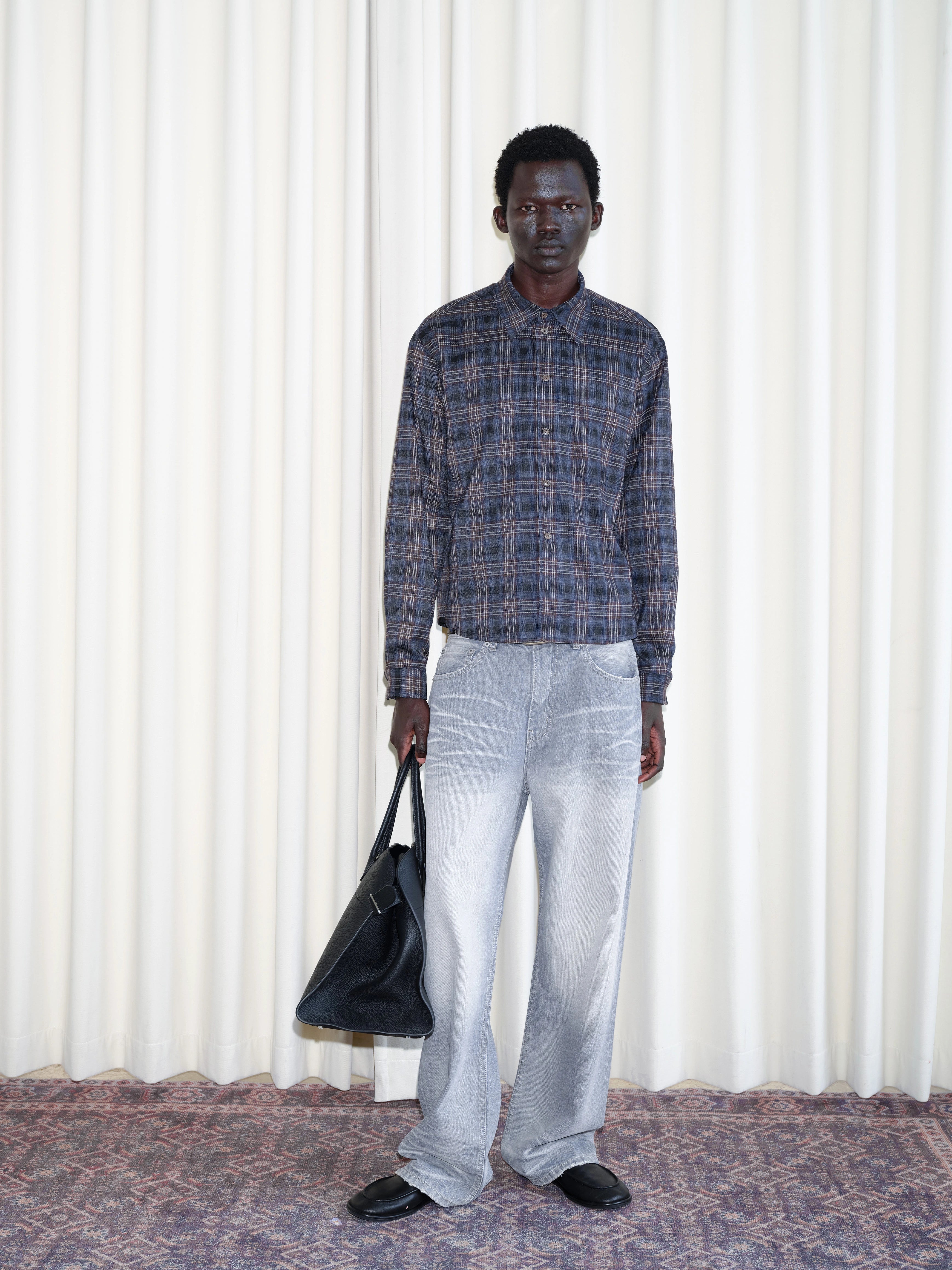 VLABMADE Vintage Plaid Long-sleeved Shirt Jacket