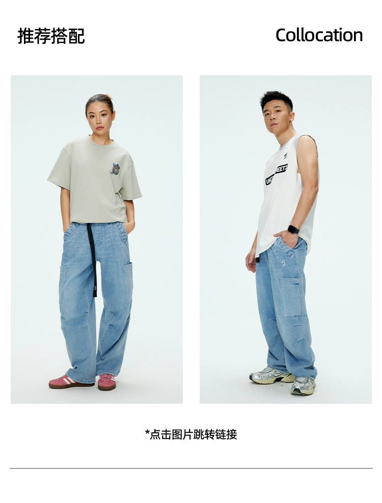 US Vintage Elastic Waist Ribbon Jeans