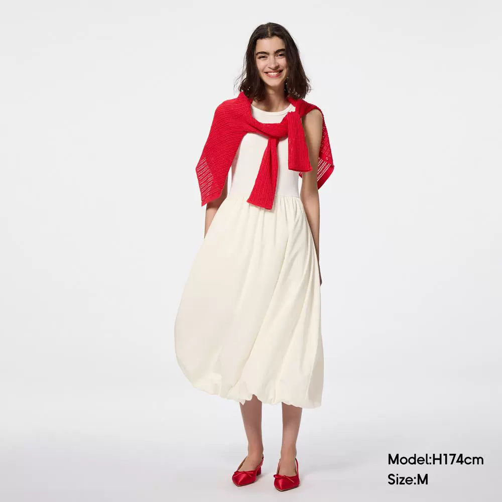 GU Bubble Bud Sleeveless Long Skirt Big Swing Skirt